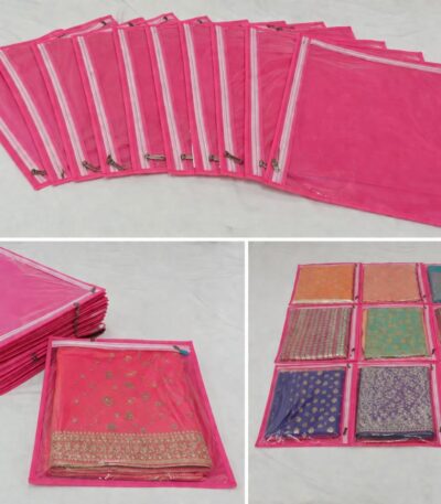 saree cover set of 12 pcs pink storage bags