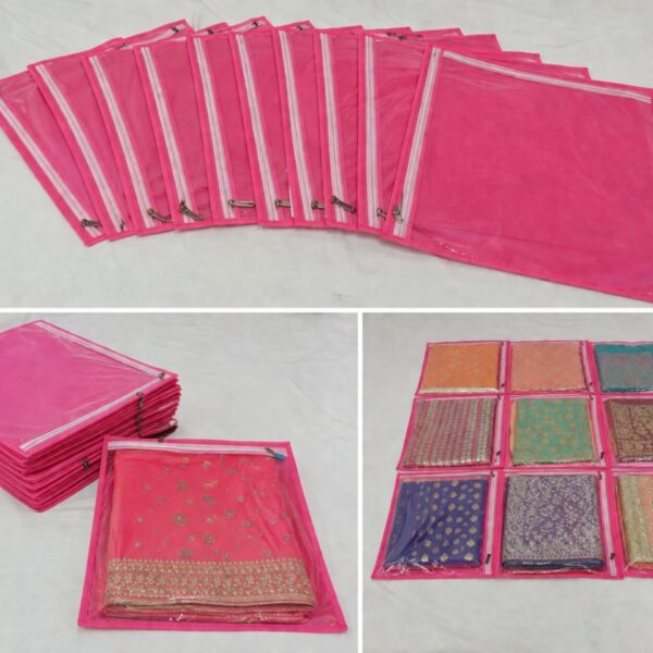 saree cover set of 12 pcs pink storage bags