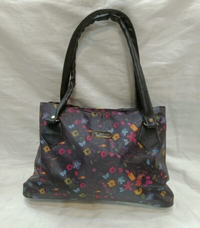Women's Black Printed Shoulder Bag | Fun Floral & Doodle Tote | Lightweight Stylish Handbag | DAMLI Collection