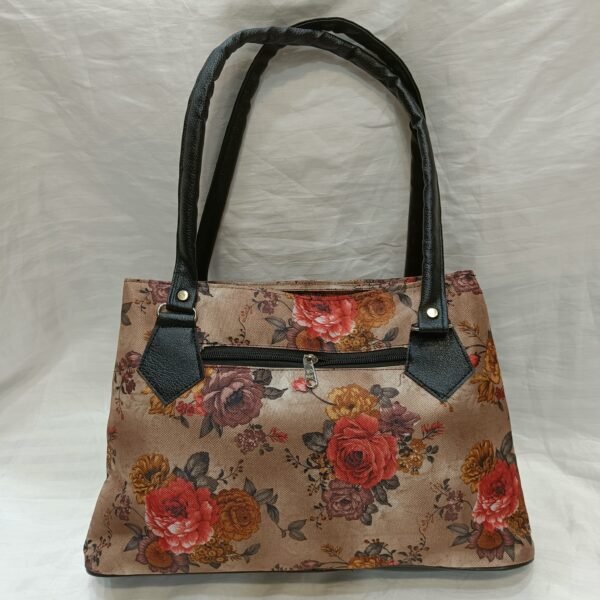 Women's Bold Red Floral Print Shoulder Bag | DA MILANO Inspired Elegant Tote | Canvas Handbag for Daily Use