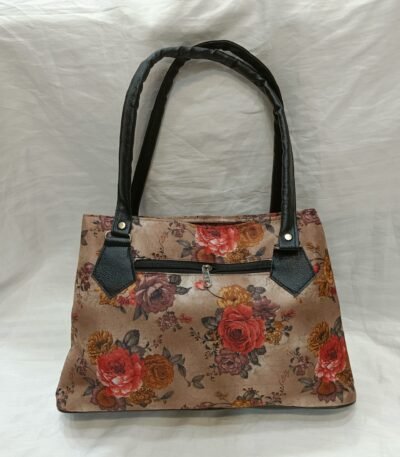 Women's Bold Red Floral Print Shoulder Bag | DA MILANO Inspired Elegant Tote | Canvas Handbag for Daily Use