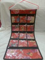 Multipurpose 13-Pocket Hanging Jewellery Organizer | Waterproof Travel and Home Storage Bag | Tropical Leaf Print