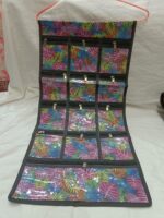 Multipurpose 13-Pocket Hanging Jewellery Organizer | Waterproof Travel and Home Storage Bag | Tropical Leaf Print