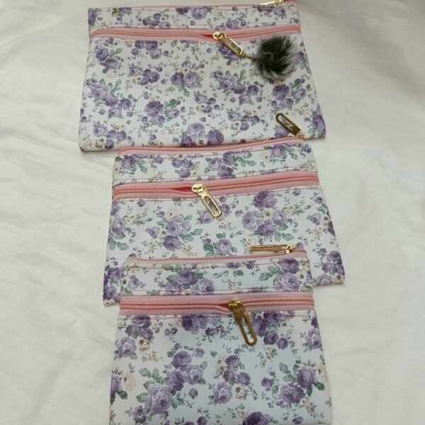 Purple Floral Multipurpose Pouch Set – Stylish Travel Organizer | Sristyboutique