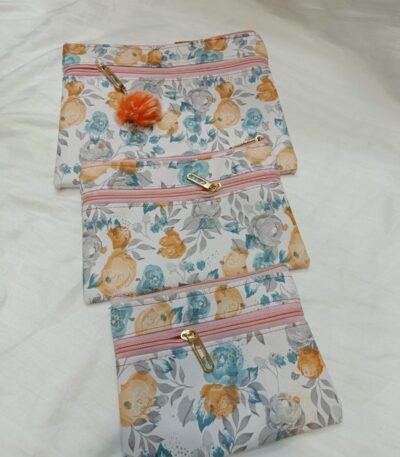 Yellow & Blue Bloom Pouch Set – Multipurpose Organizer Bags | Sristyboutique