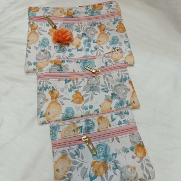 Yellow & Blue Bloom Pouch Set – Multipurpose Organizer Bags | Sristyboutique