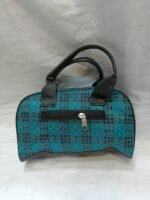 Teal Checked Multipurpose Handbag | Travel Organizer, Makeup & Essentials Storage | Durable & Trendy