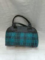 Teal Checked Multipurpose Handbag | Travel Organizer, Makeup & Essentials Storage | Durable & Trendy