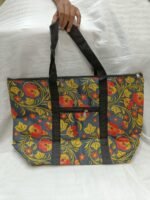 Stylish Grey Yellow Floral Big Tote Bag | Trendy Shoulder Carryall for Women