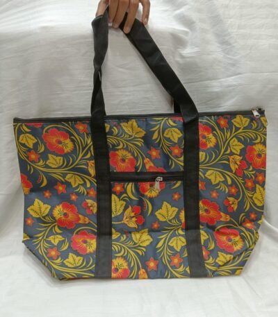 Stylish Grey Yellow Floral Big Tote Bag | Trendy Shoulder Carryall for Women
