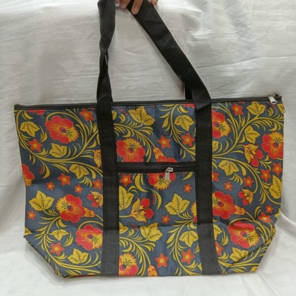 Stylish Grey Yellow Floral Big Tote Bag | Trendy Shoulder Carryall for Women