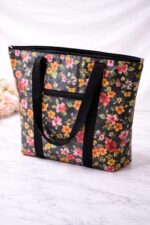 Stylish Grey Yellow Floral Big Tote Bag | Trendy Shoulder Carryall for Women