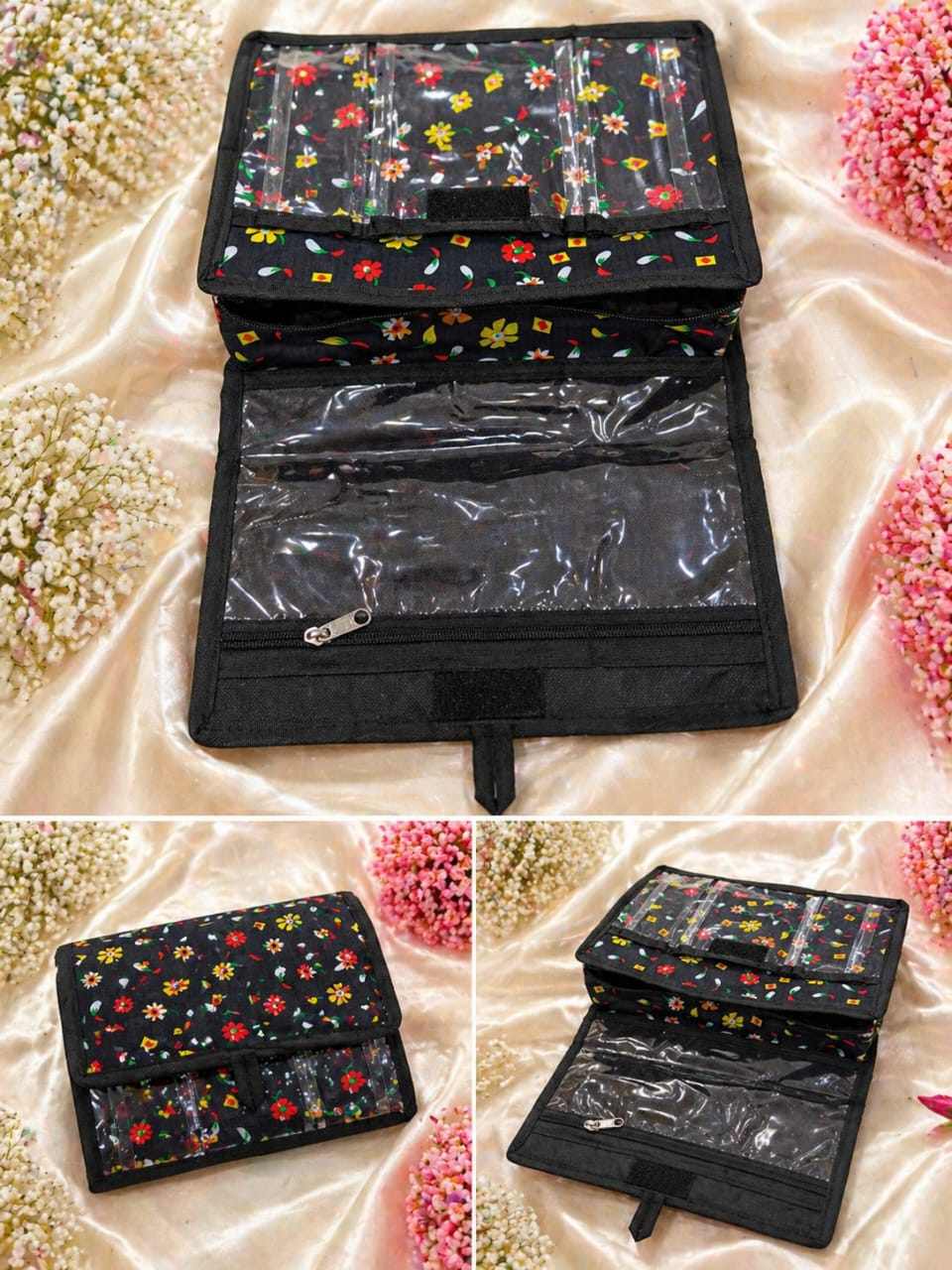 WhatsApp Image 2026-04-28 at 17.10.37 Floral Foldable Jewellery & Makeup Organizer Pouch with Transparent Pockets – Travel-Friendly Design