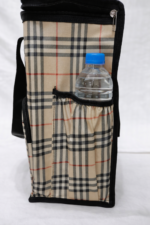 Extra Large Waterproof Tiffin Bag for Office Women Beige Classic Check side view with Front Zip Pocket – Sristy Boutique