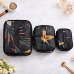 Dark Leaf Print Waterproof Makeup Vanity Bag Set of 3 Sizes – Sristy Boutique