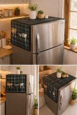 Waterproof Fridge Top Cover Dark Navy Floral Print with 6 Side Pockets 110x56cm – Sristy Boutique